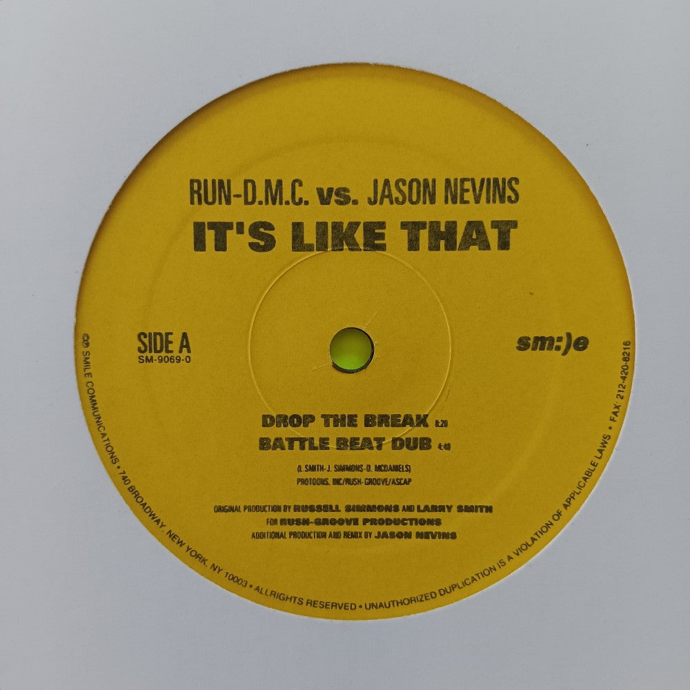 Run-DMC Vs Jason Nevins - It's Like That 12" - 1997 - SM-9069-0 - Used - VG++ - Vinyl