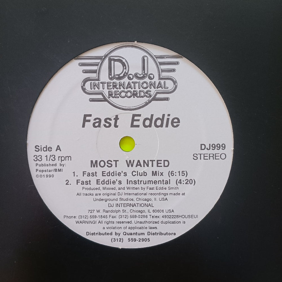 Fast Eddie - Most Wanted 12" - 1990 - DJ999 - Used - VG++ - Vinyl