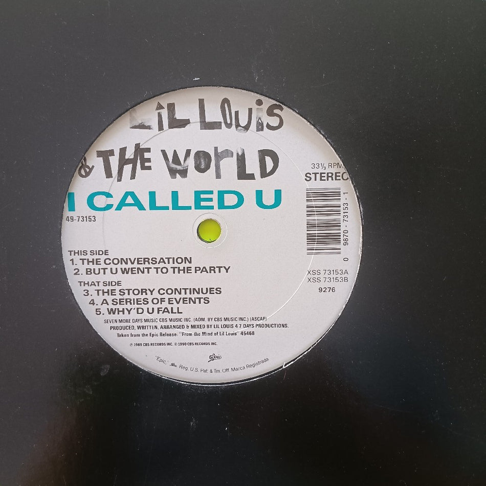 Lil' Louis & The World - I Called U 12" - 1990 - 49-73153 - Used - VG++ - Vinyl