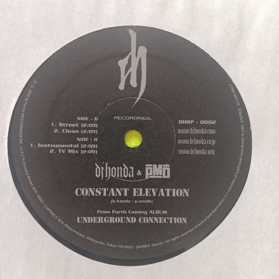 DJ Honda - Constant Elevation 12" - 2002 - DHRP-0002 - Used - EX - Vinyl