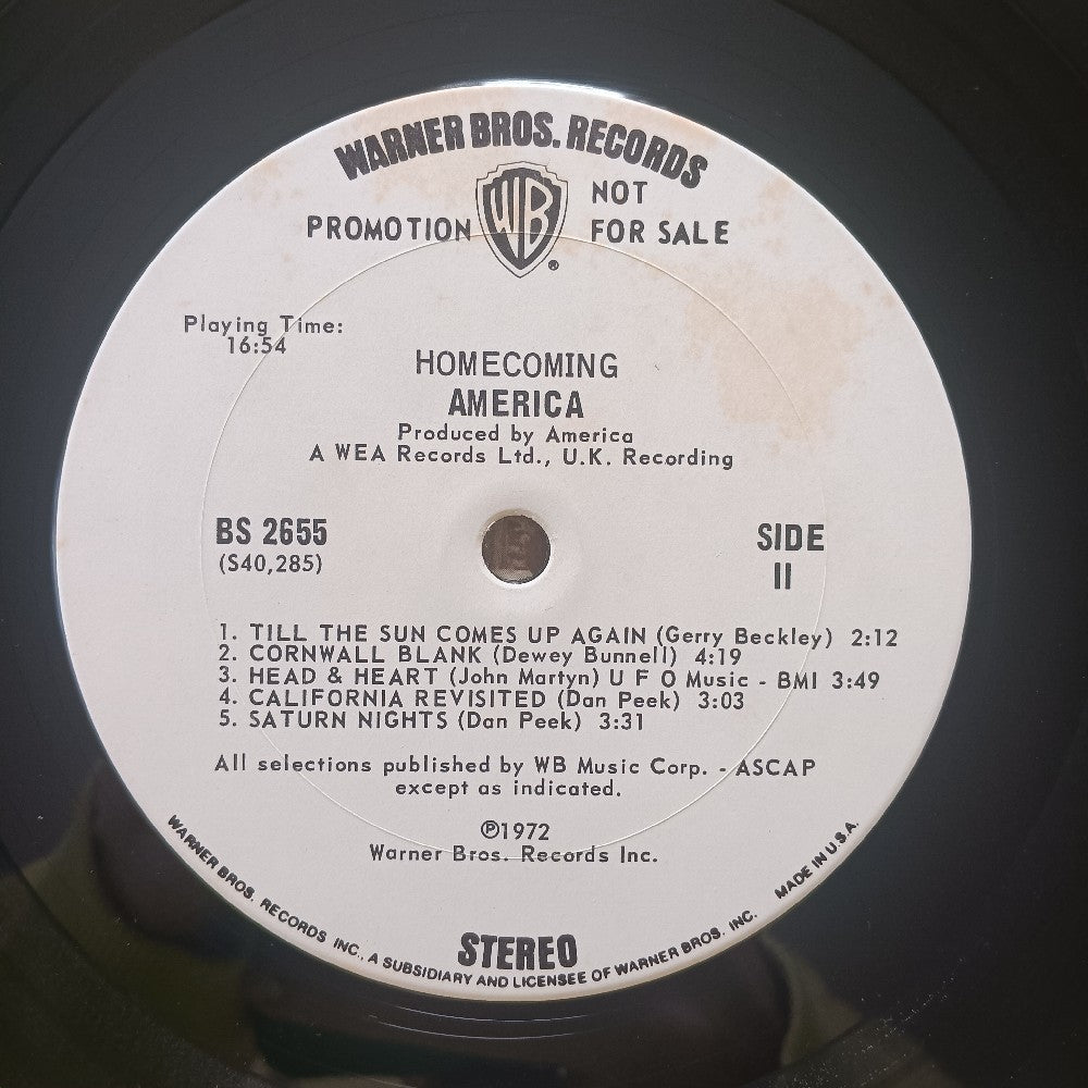 America - Homecoming PROMO W. HYPE - 1972 - BS 2655 - Used - VG++ - Vinyl