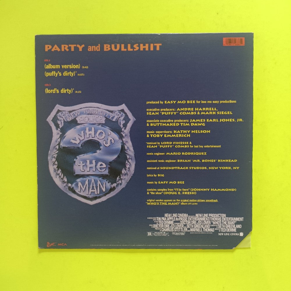 Notorious BIG Biggie - Party And Bullshit 12" - 1993 - UPT12-54686 - Used - VG+ - Vinyl