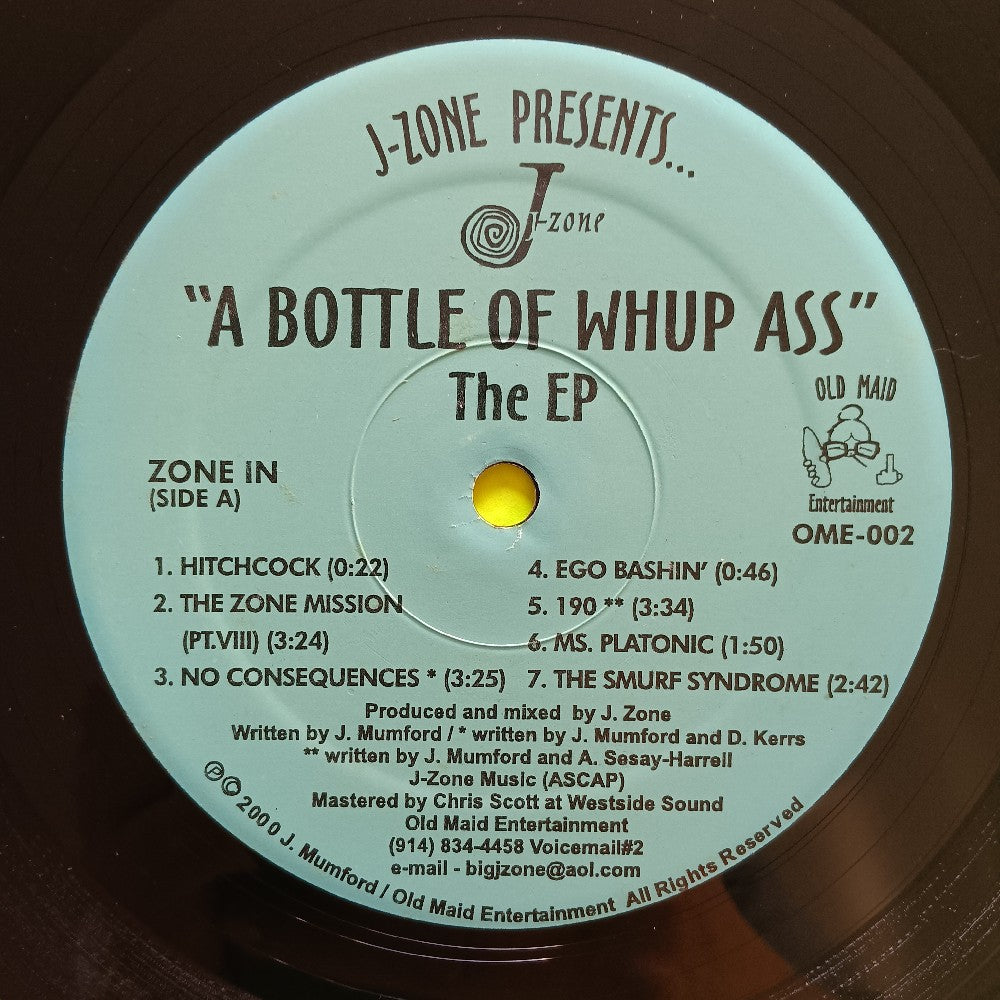 J-Zone - A Bottle Of Whup Ass The EP - 2000 - OME-002 - Used - VG++ - Vinyl