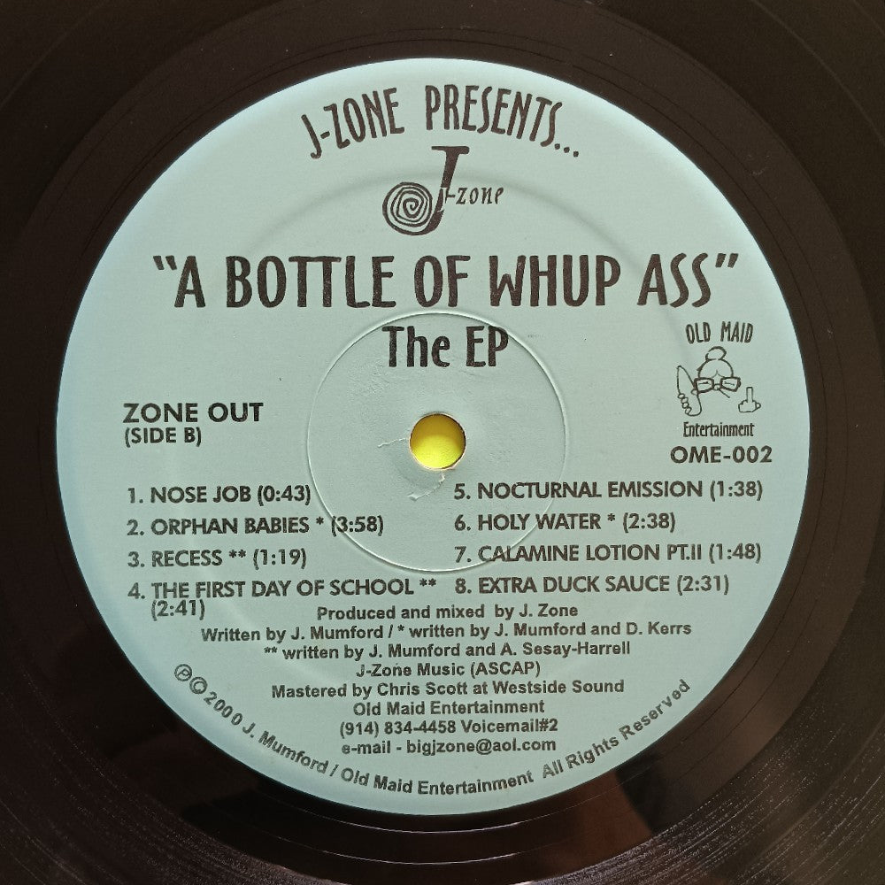 J-Zone - A Bottle Of Whup Ass The EP - 2000 - OME-002 - Used - VG++ - Vinyl