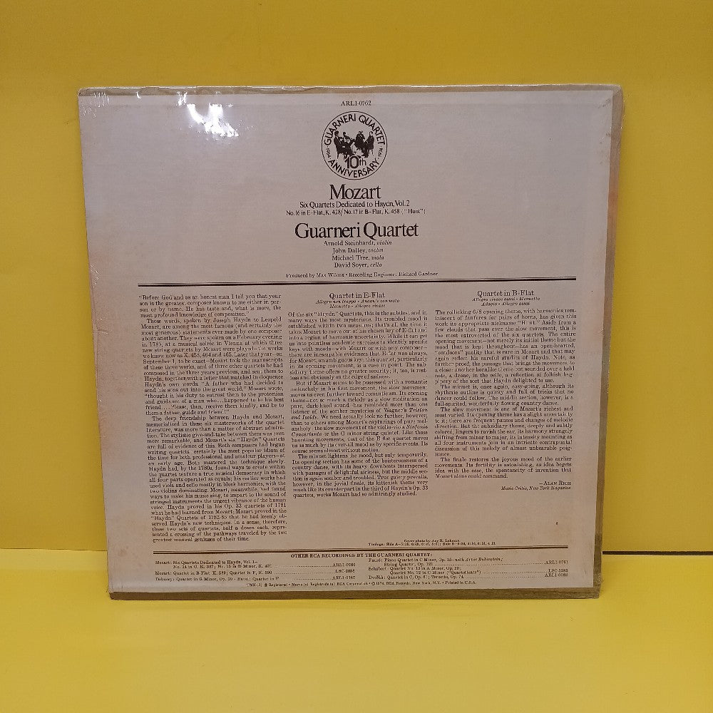 Guarneri Quartet - Mozart: Six Quartets Dedicated To Haydn Vol 2 PROMO - 1974 - ARL1-0762 - New - Sealed - Vinyl