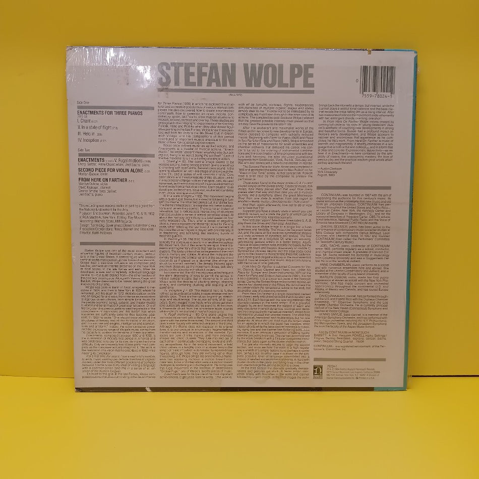 Stefan Wolpe & Continuum  - Enactments / From Here On Farther - 1984 - 78024 - New - Sealed - Vinyl