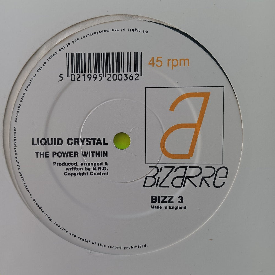 Liquid Crystal - The Power Within UK 12" - 1992 - BIZZ 3 - Used - VG+ - Vinyl