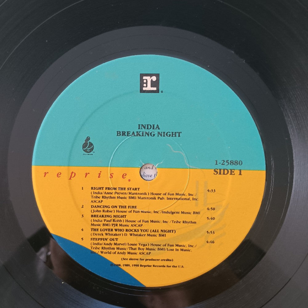 India - Breaking Night PROMO - 1990 - 9 25880-1 - Used - VG - Vinyl