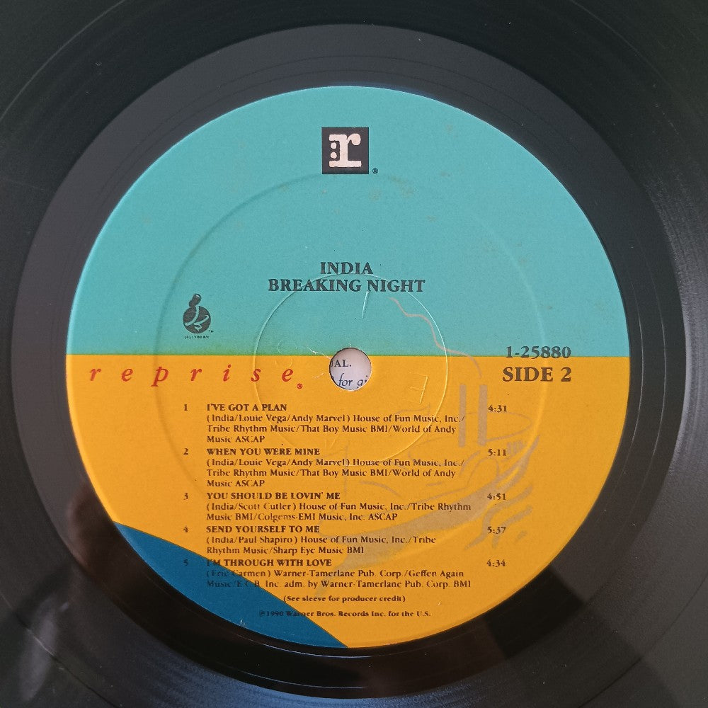India - Breaking Night PROMO - 1990 - 9 25880-1 - Used - VG - Vinyl