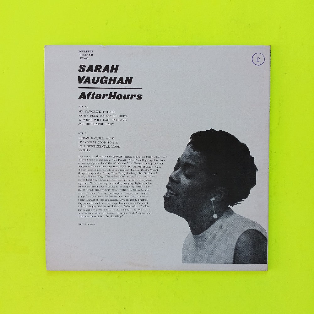 Sarah Vaughan - After Hours MONO - 1962 - R 52070 - Used - VG++ - Vinyl