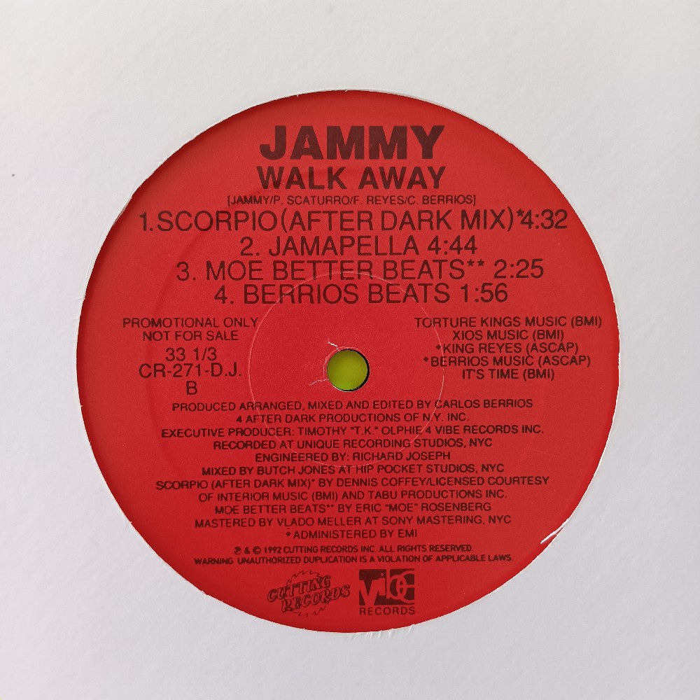 Jammy - Walk Away 12" PROMO - 1992 - CR-271-DJ - Used - VG++ - Vinyl