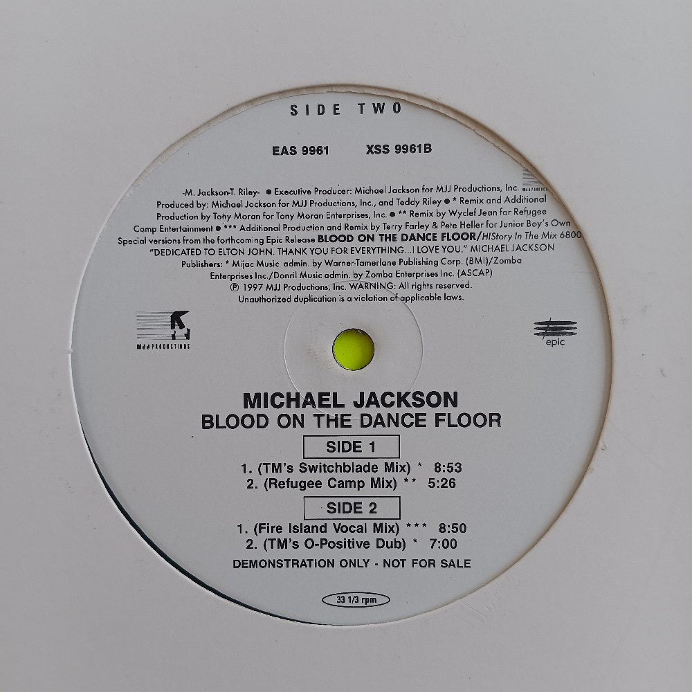 Michael Jackson - Blood On The Dancefloor 12"  - 1997 - EAS 9961 - Used - VG++ - Vinyl