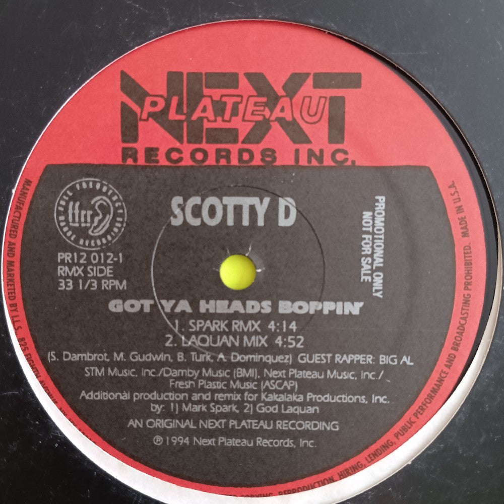Scotty D - Got Ya Heads Boppin 12" - 1994 - PR12 012-1 - Used - VG++ - Vinyl