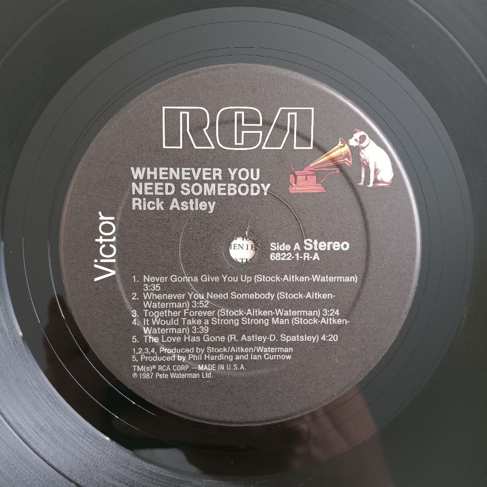 Rick Astley - Whenever You Need Somebody - 1987 - 6822-1-R - Used - VG++ - Vinyl