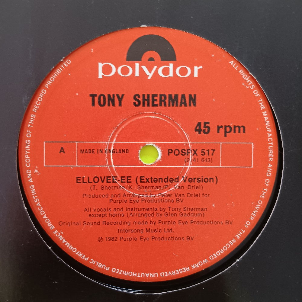 Tony Sherman - Ellovee-Ee 12" UK - 1982 - POSPX 517 - Used - VG+ - Vinyl
