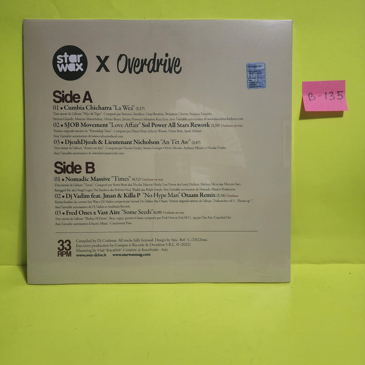 Various  - Starwax X Overdrive: 15th Years Edition  - 2022 - ODR090LP New - Sealed - Vinyl